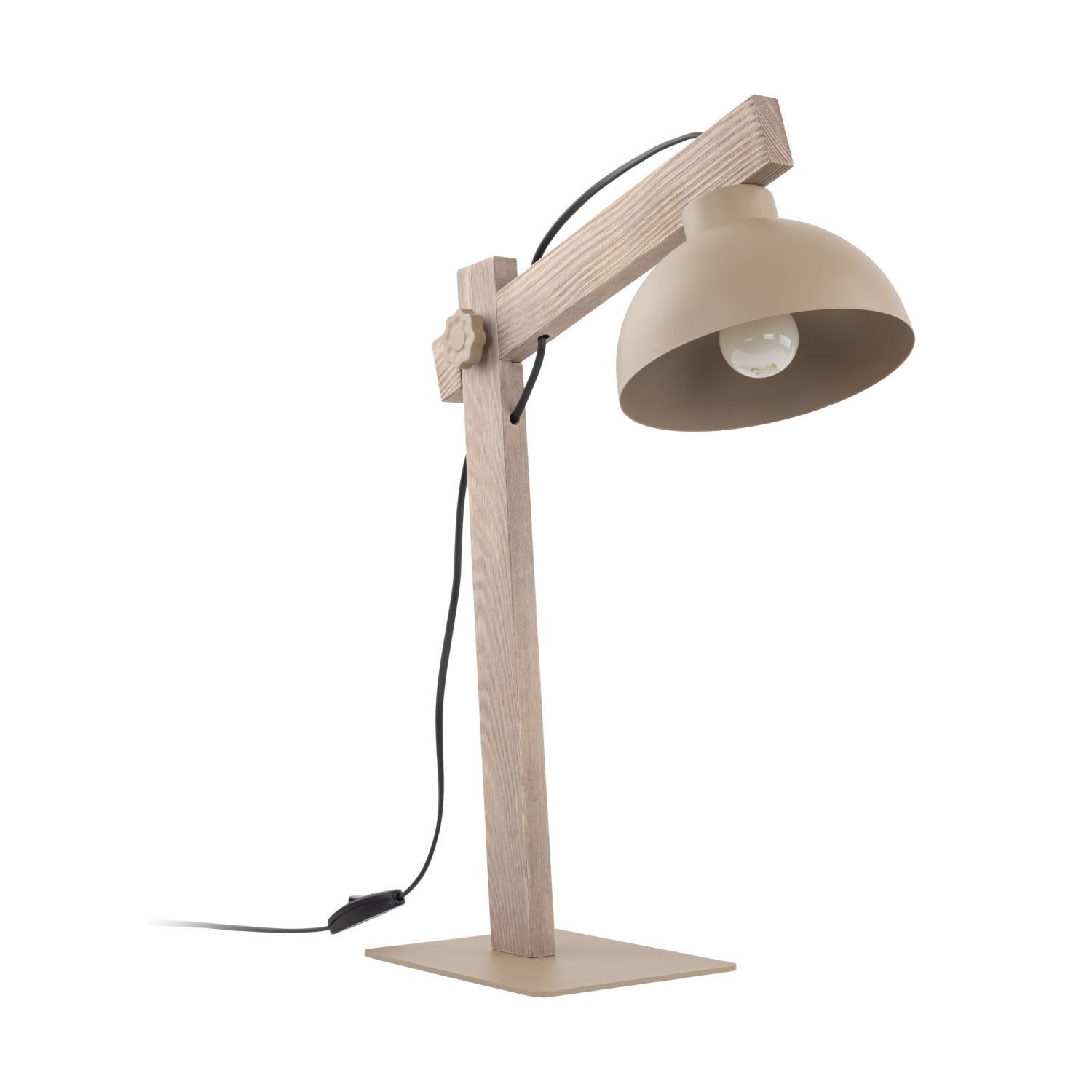 Tischleuchte Holz Metall Beige E27 52 cm flexibel Tischleuchte, Holz, Beige, Schreibtischlampe, Kabel