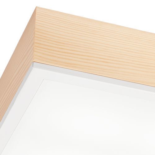 Lampe de plafonnier verre éblouissant bois pin E27 L:38,5 cm