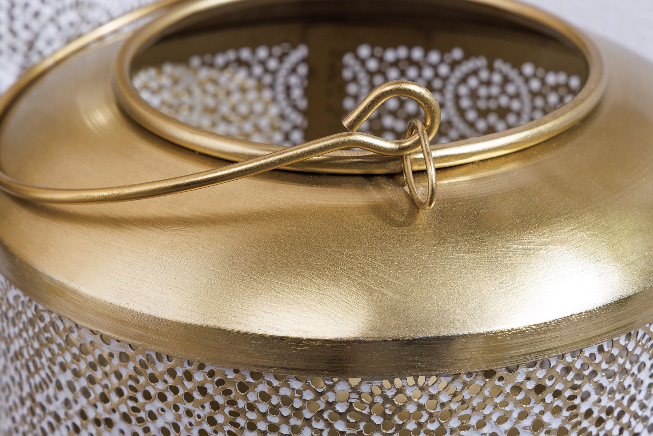 Laterne Eisen Ø 18 cm Weiß Gold Handarbeit REMUS Zubehor, Schmuck