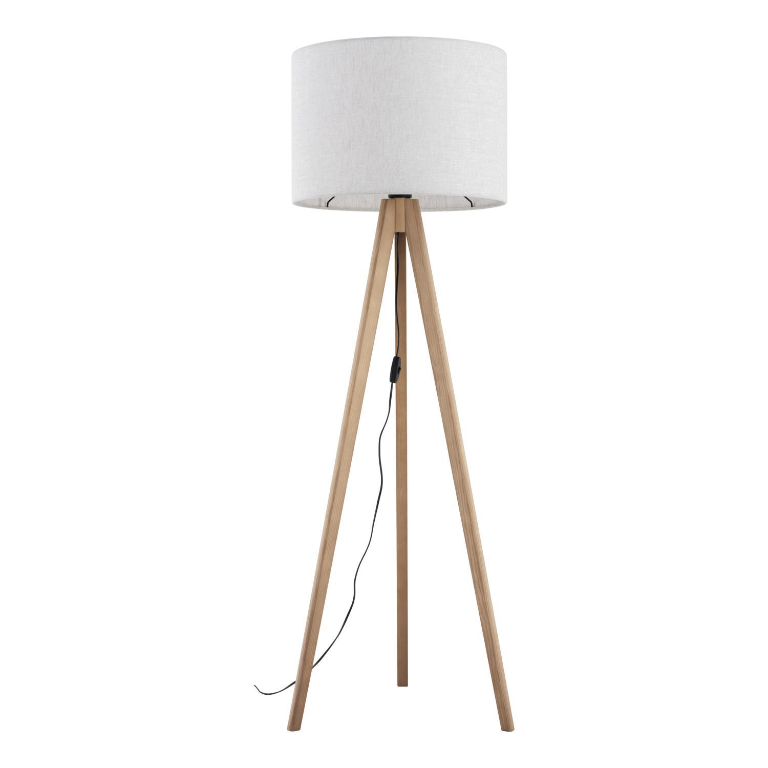 Lampadaire Trépied Bois Tissu 145 cm petit salon E27