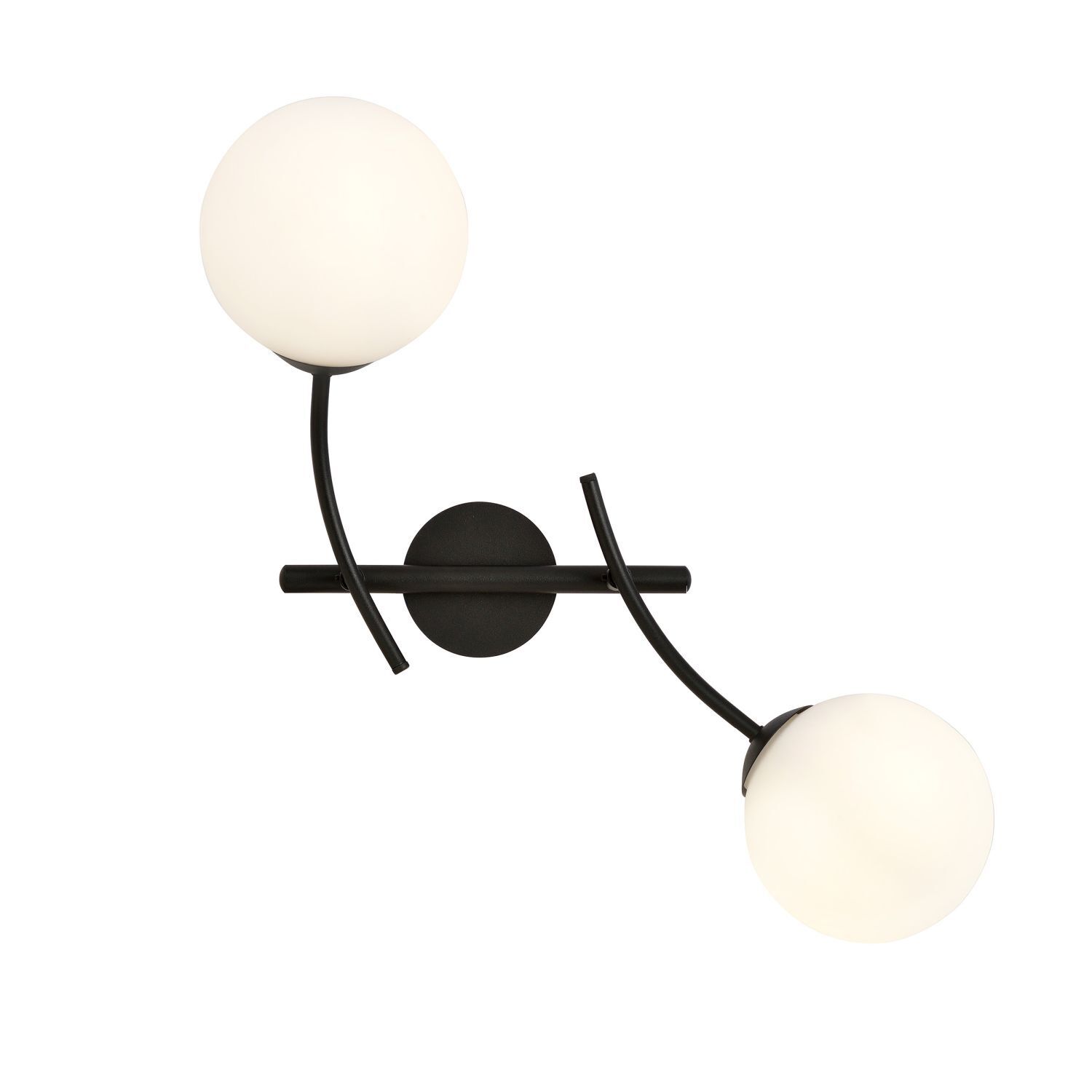 Applique verre métal L : 35cm ajustable noir blanc 2x E14