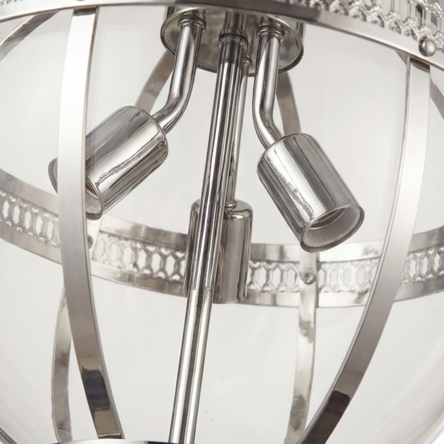 Kronleuchter, Metall, Chrom, Glas, Lampenarm