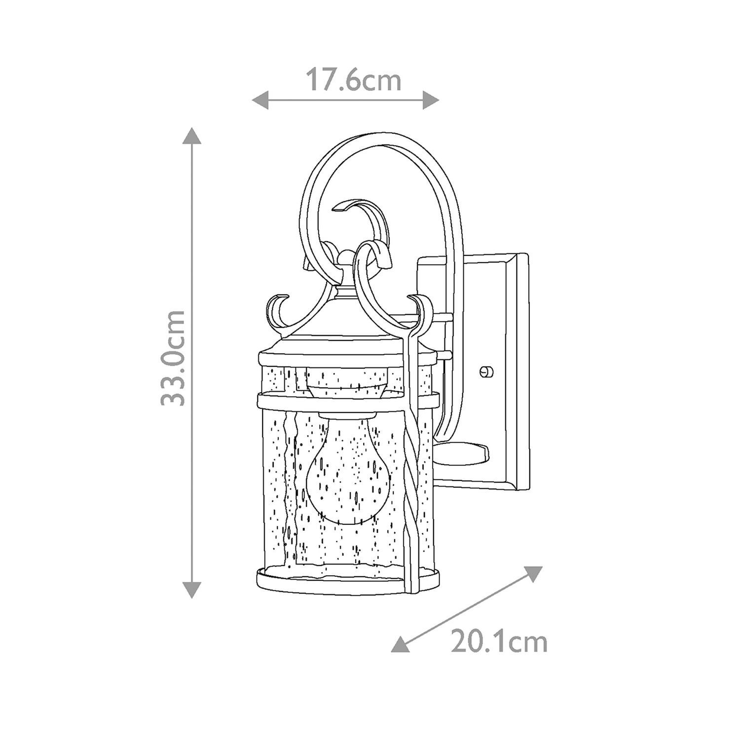 Lampe d'extérieur vintage aluminium verre E27 IP44 33 cm de haut