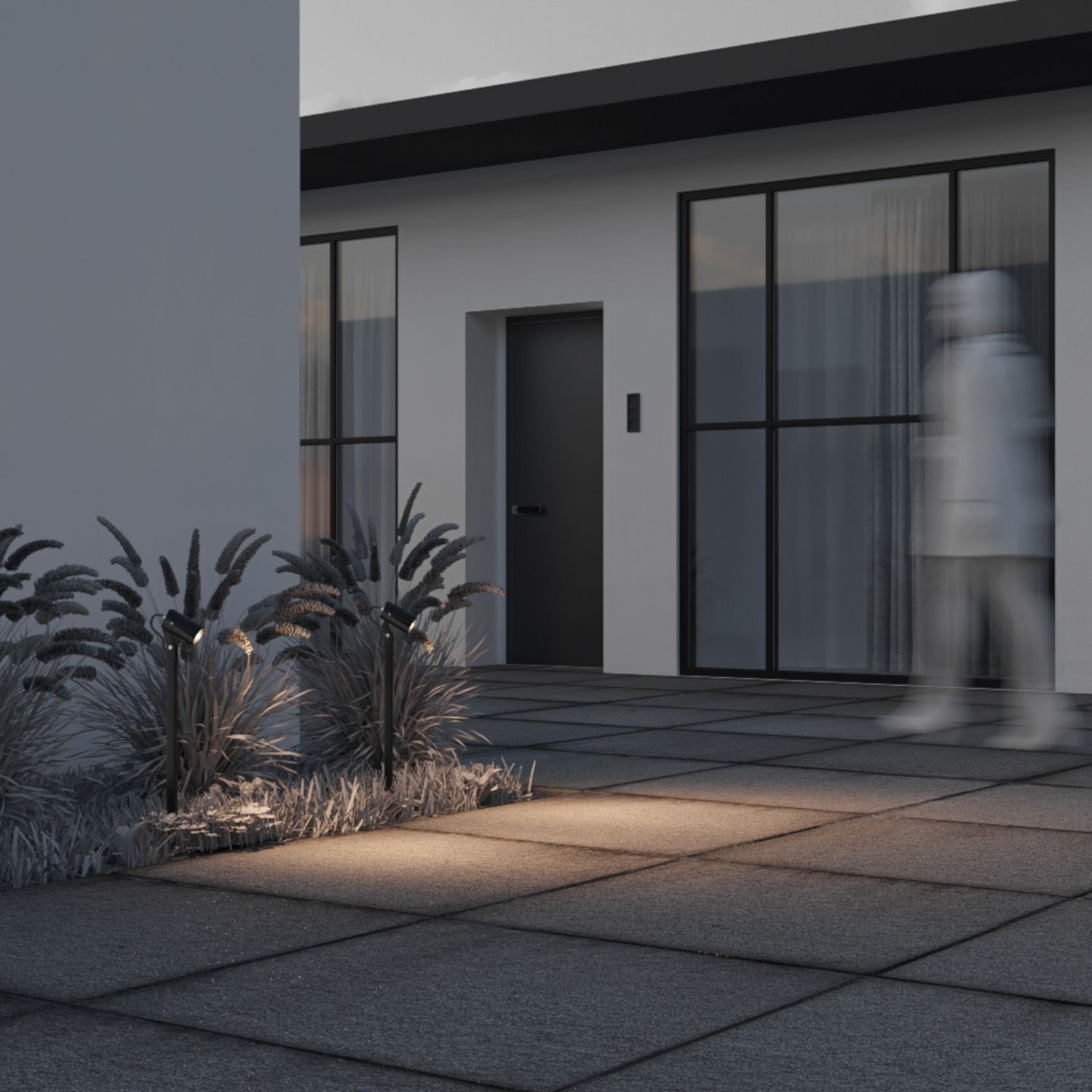 Lampadaire extérieur aluminium verre 29,5 cm avec piquet de terre Tür, Fußboden, Erwachsener, Mann, Person