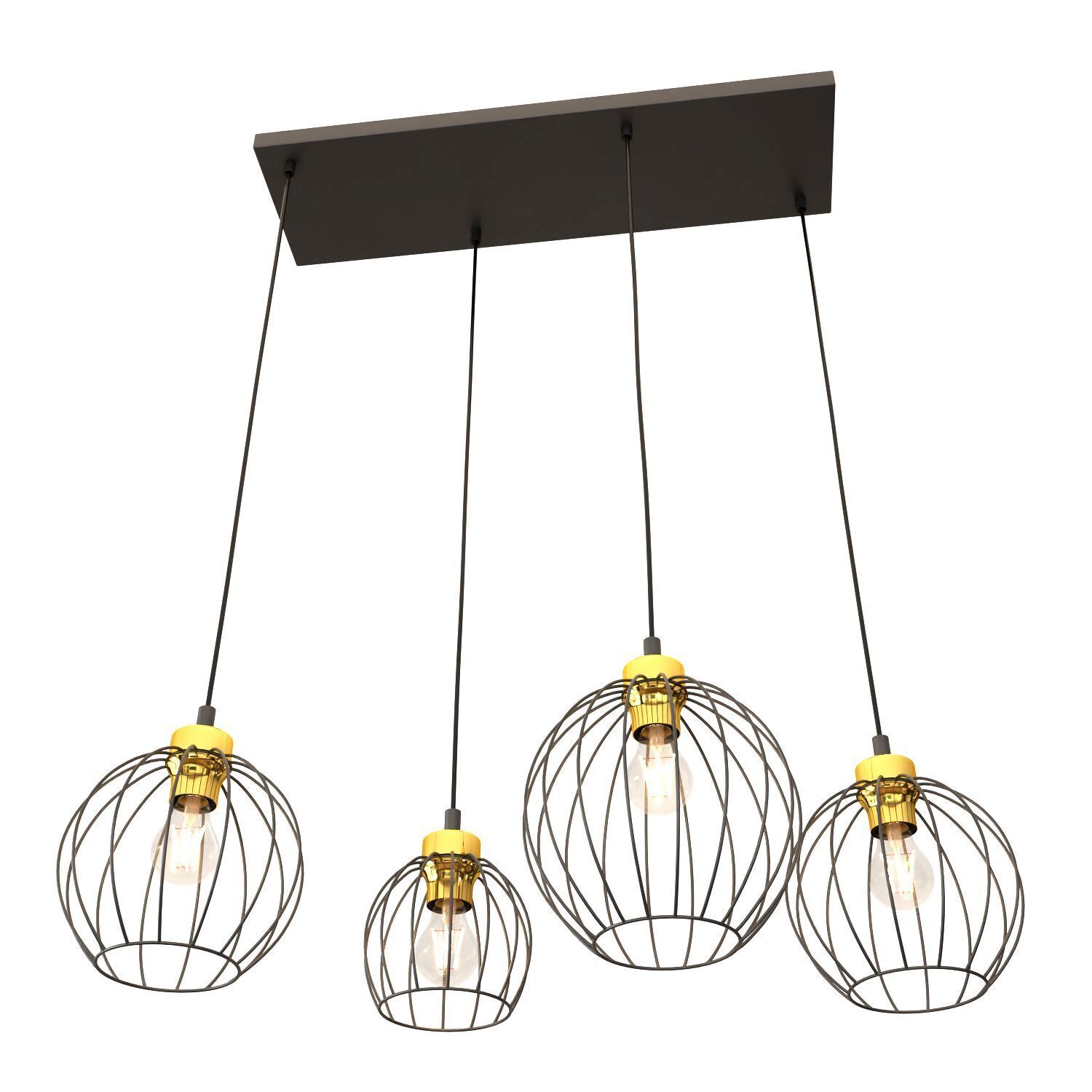 Lampe à suspension allongée Noir Or L:83 cm E27 élégant