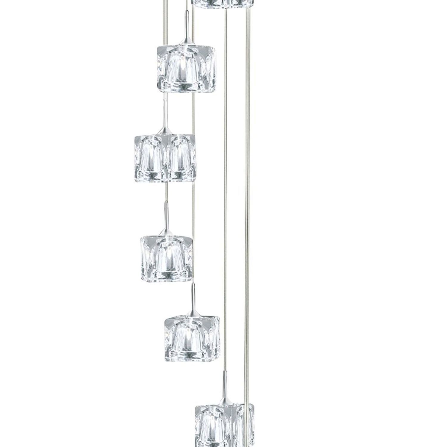 Suspension LED ronde 8-flmg métal verre Ø20 cm 5 W
