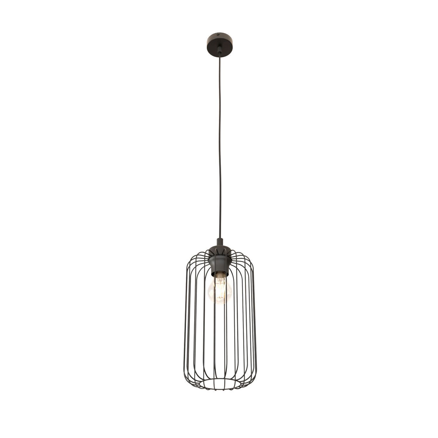 Suspension ronde métal noir E27 L:16 cm Rétro
