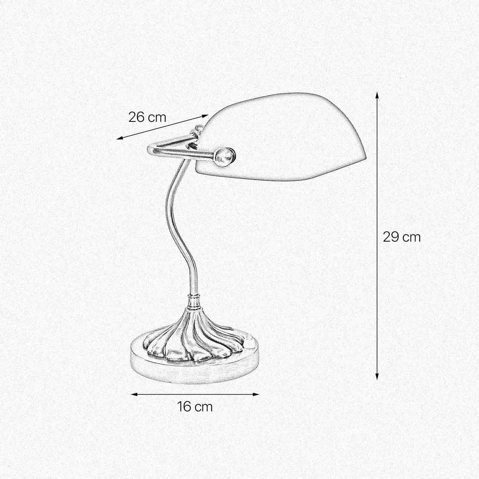 Lampe de banquier en bronze vert clair E27 29 cm verre laiton