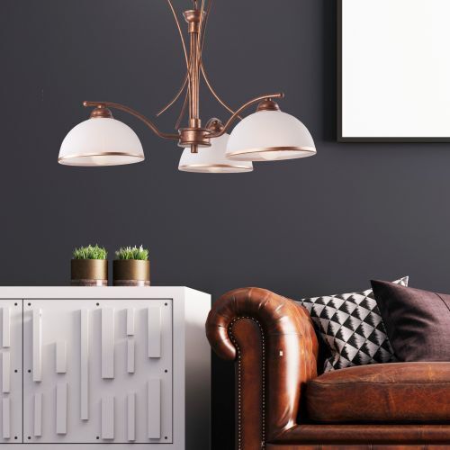 Lampe à suspendre brune en métal 3-flmg Art Nouveau élégant