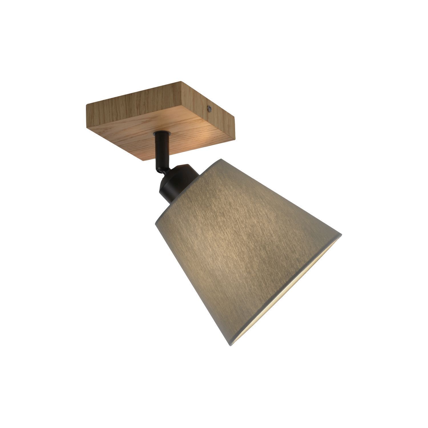 Spot de plafond Abat-jour en tissu Bois E27 réglable Taupe Naturel