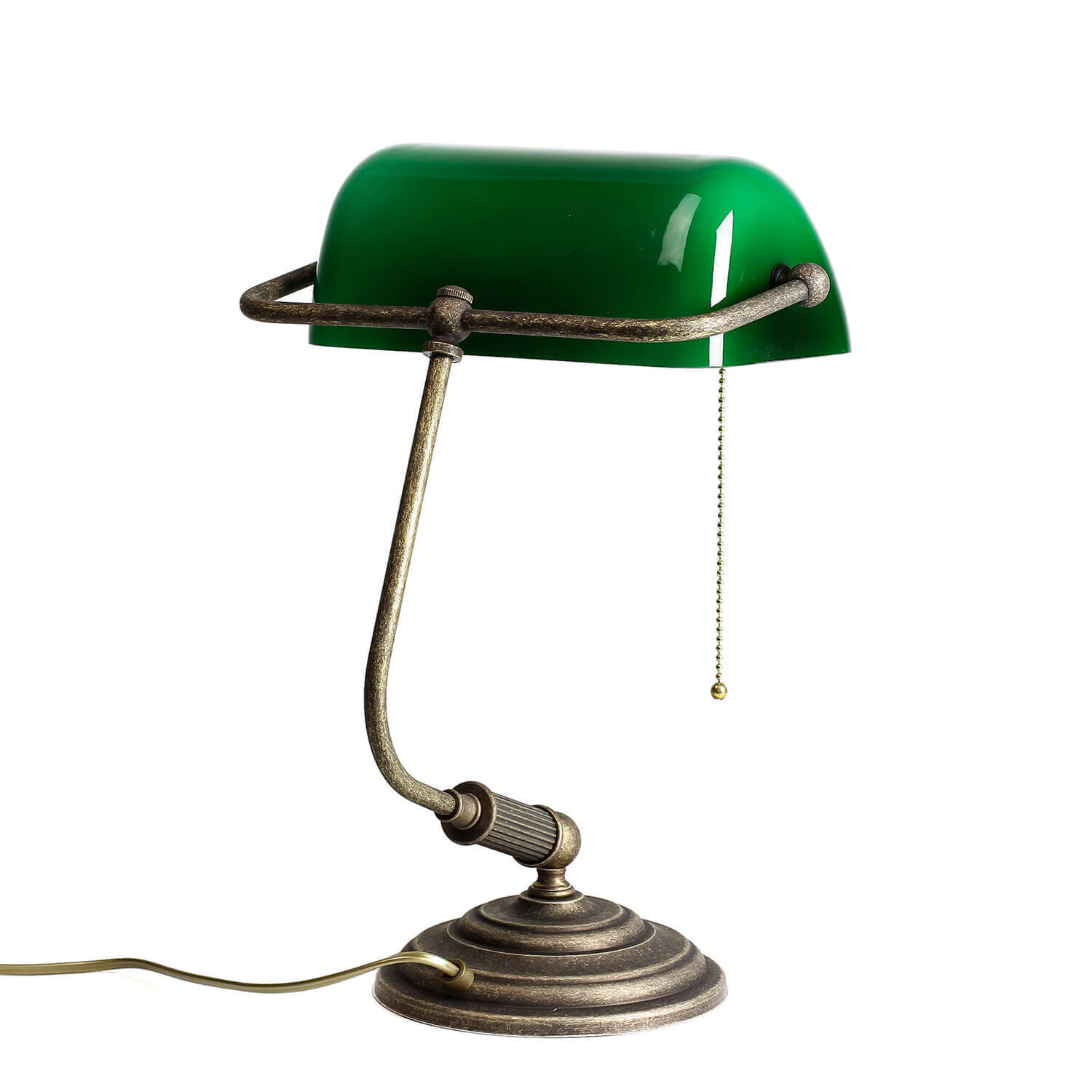 Lampe de banquier Vert en laiton bronze rustique