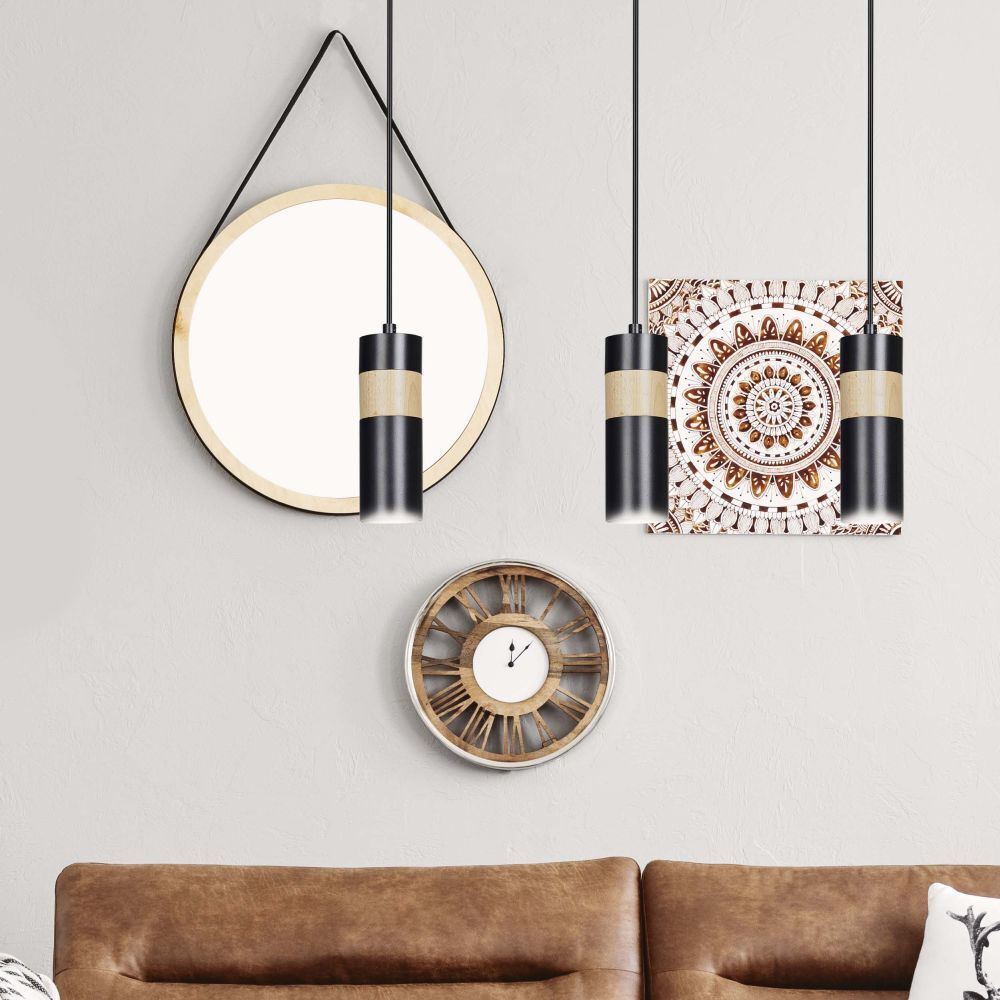 Suspension Noir Scandinave 3 flammes GU10