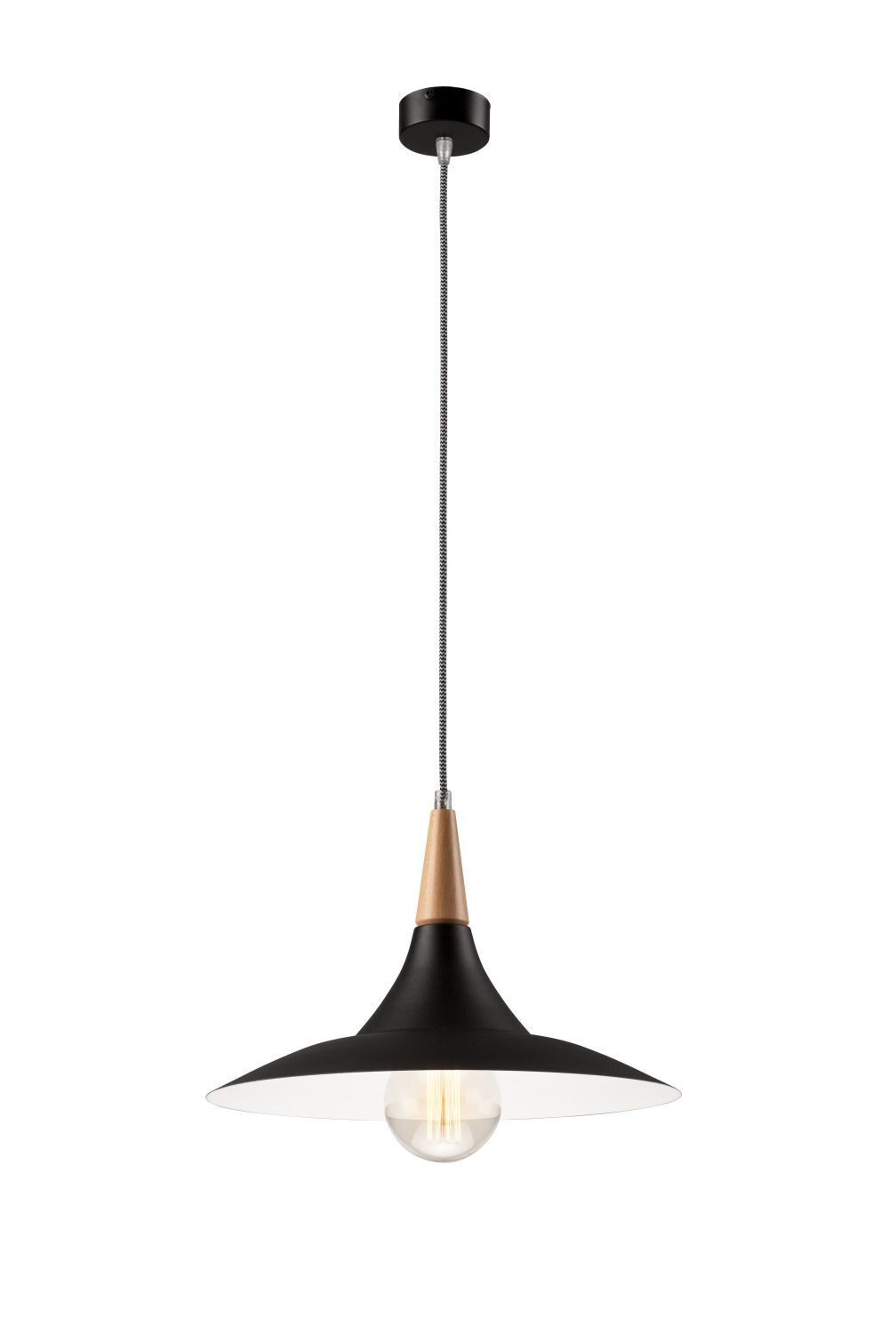 Suspension en bois noir ronde Rétro Au-dessus de la table à manger