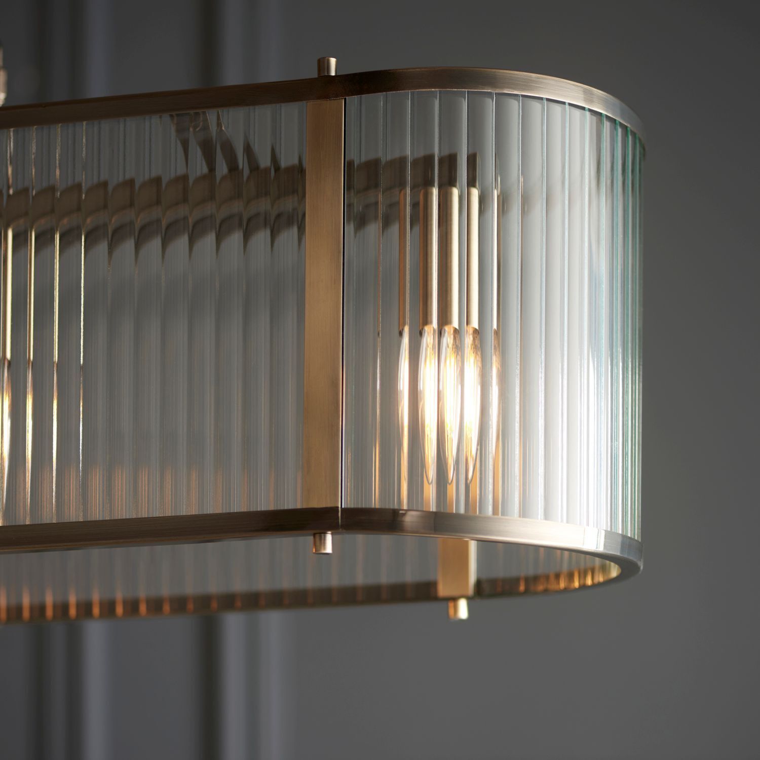 Lampe à suspendre verre métal L : 90 cm laiton antique 4x E14 Vintage