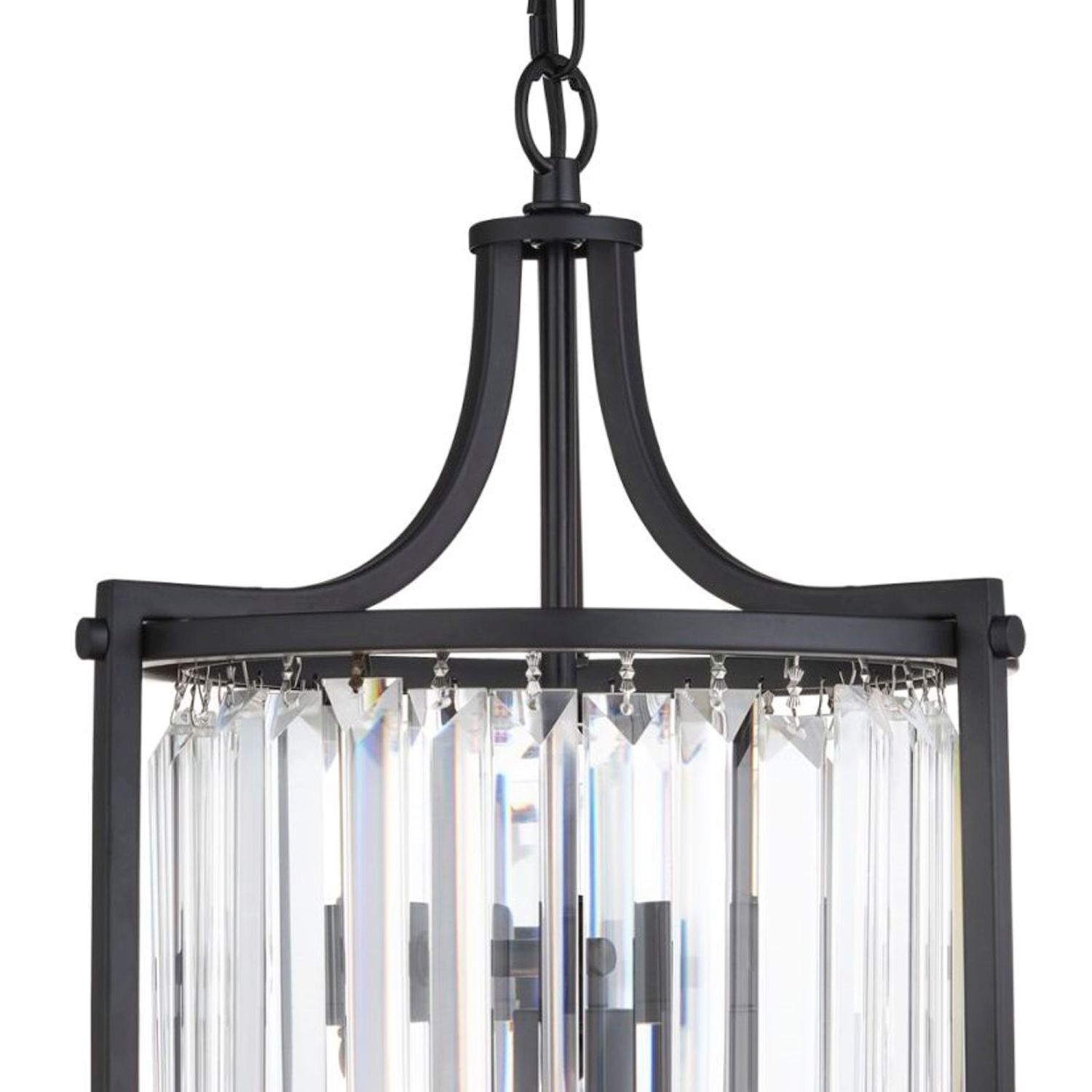Art Déco Suspension Noir Ø 26 cm Cristal 2x E14