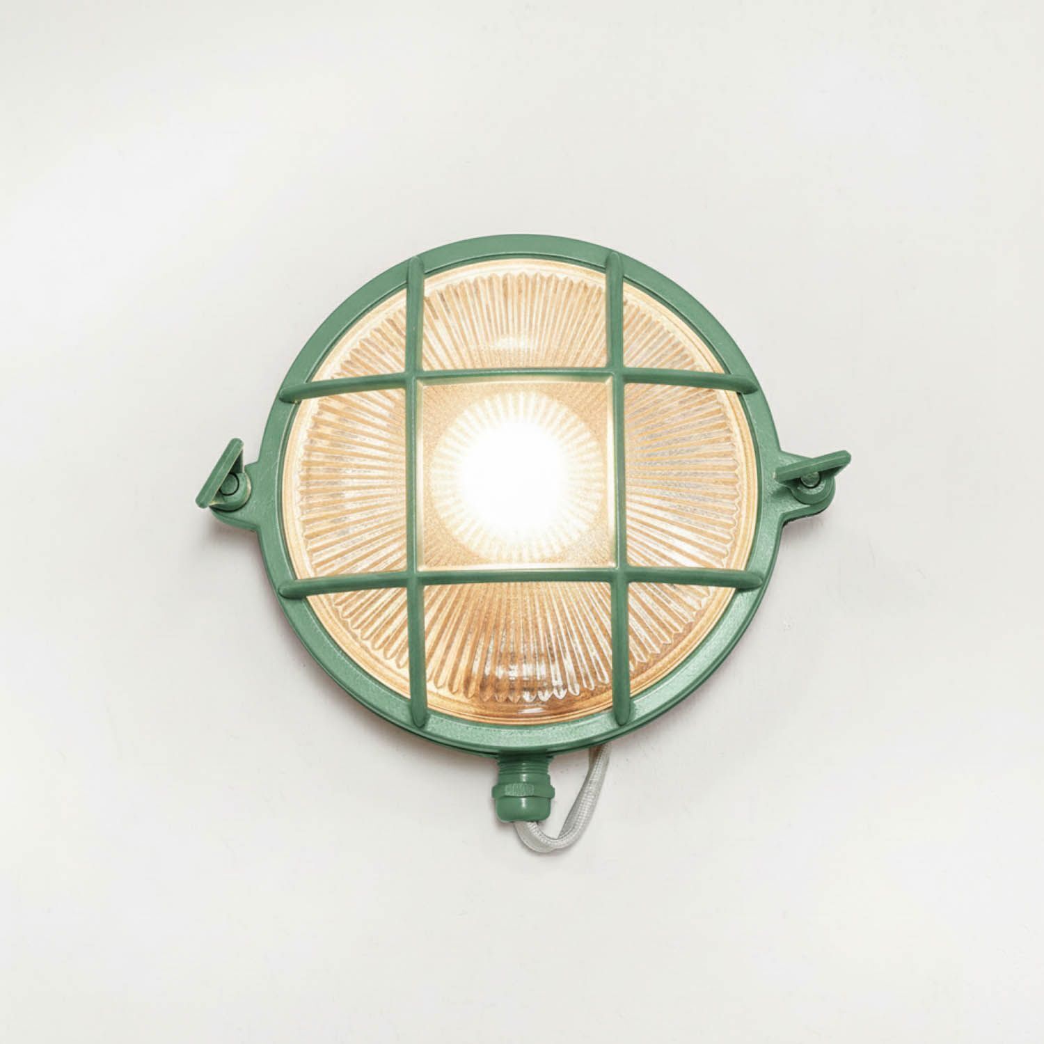 Wandlampe außen Messing Glas E27 IP64 rund D: 24 cm