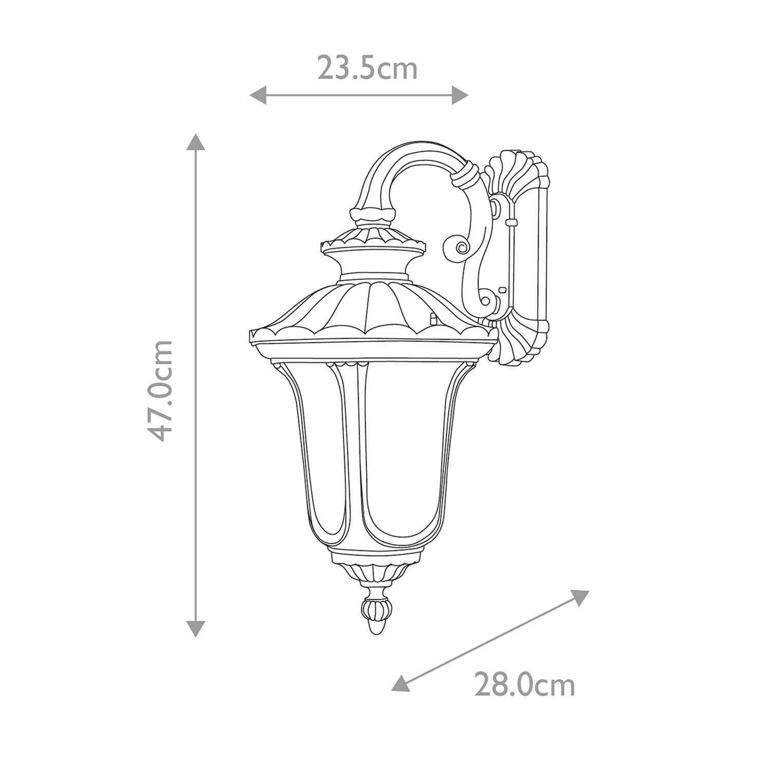 Lampe d'extérieur Mur Noir IP44 H : 47 cm Vintage robuste