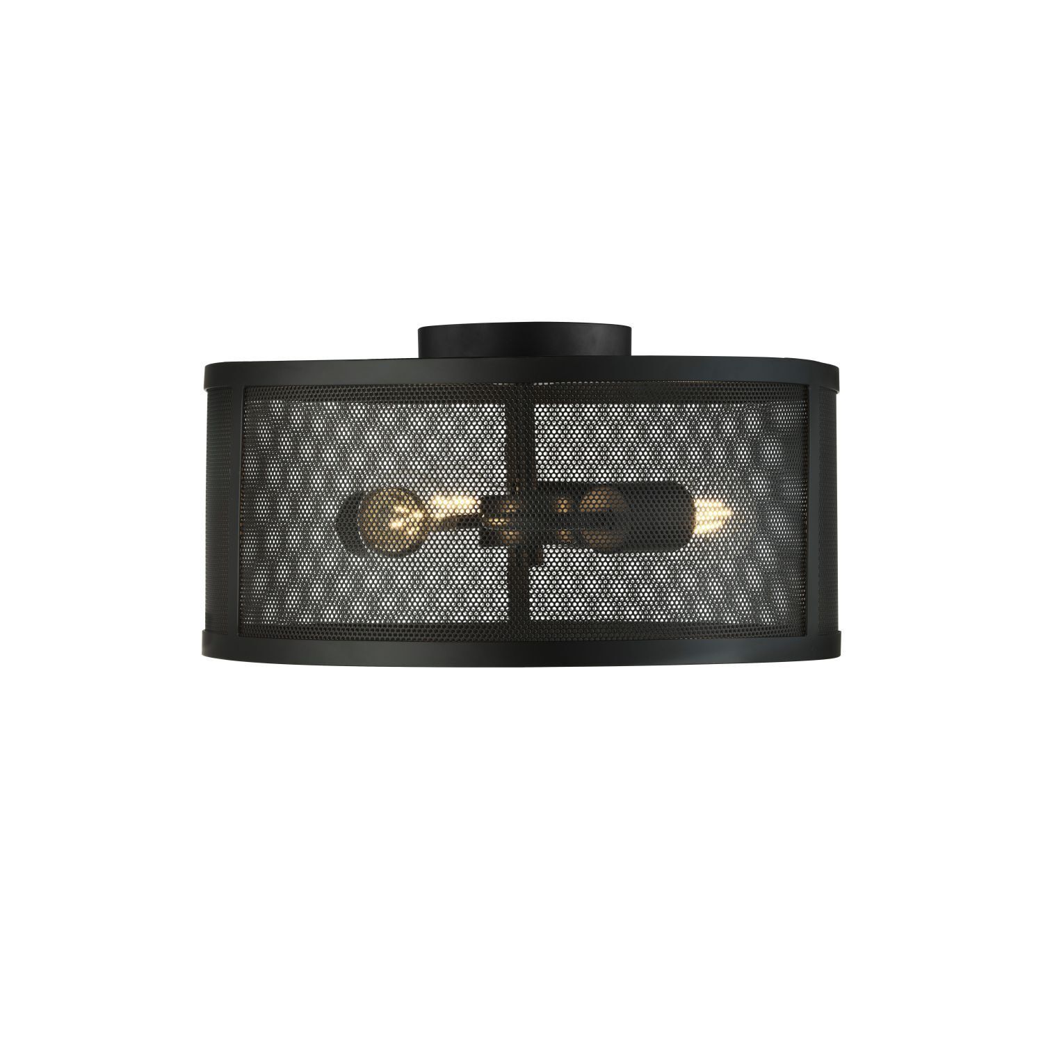 Plafonnier métal rond Ø 45 cm 3x E27 noir rétro