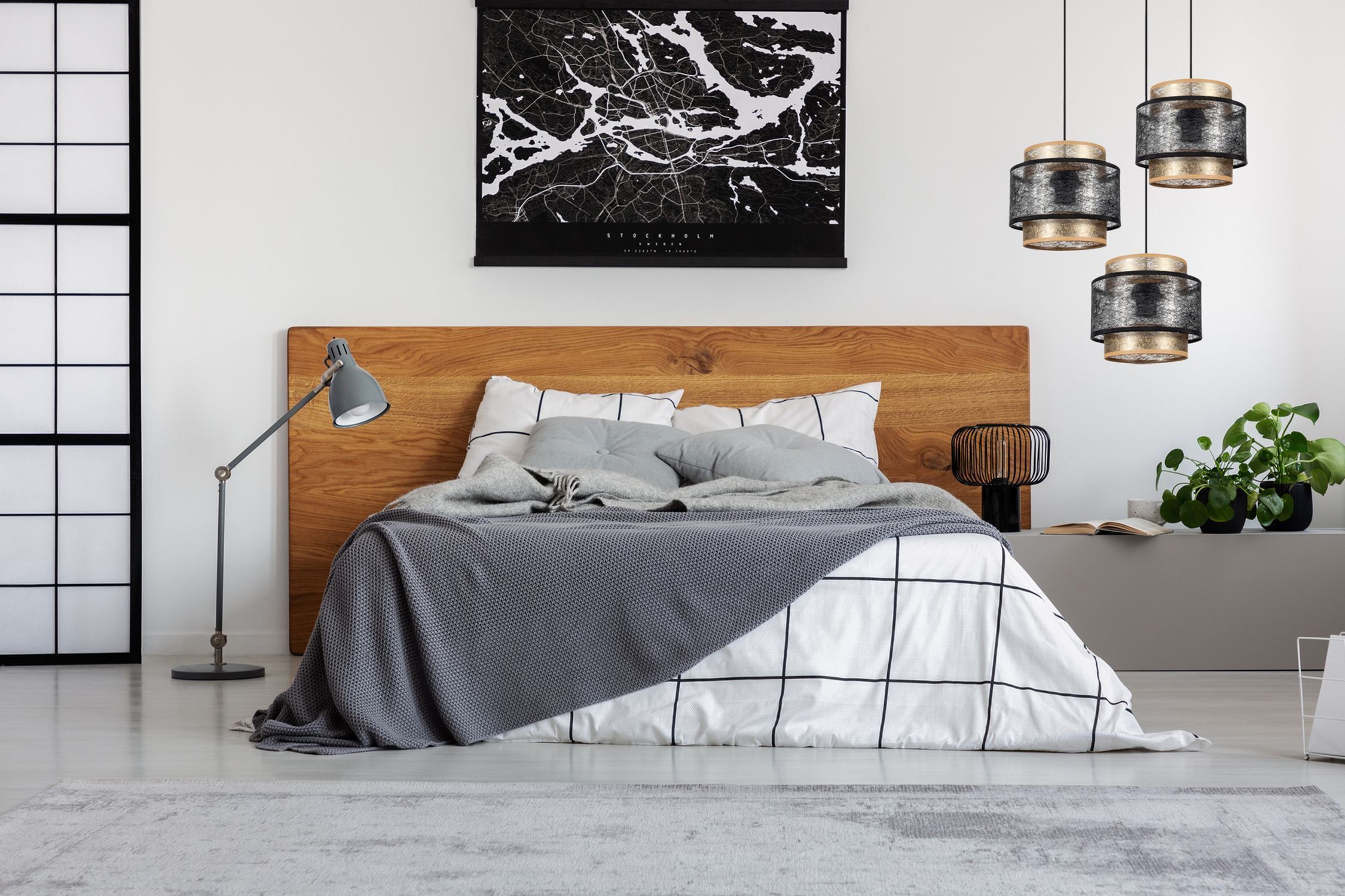 Lampe à suspendre noir éblouissant or E27 tissu Ø38 cm rond