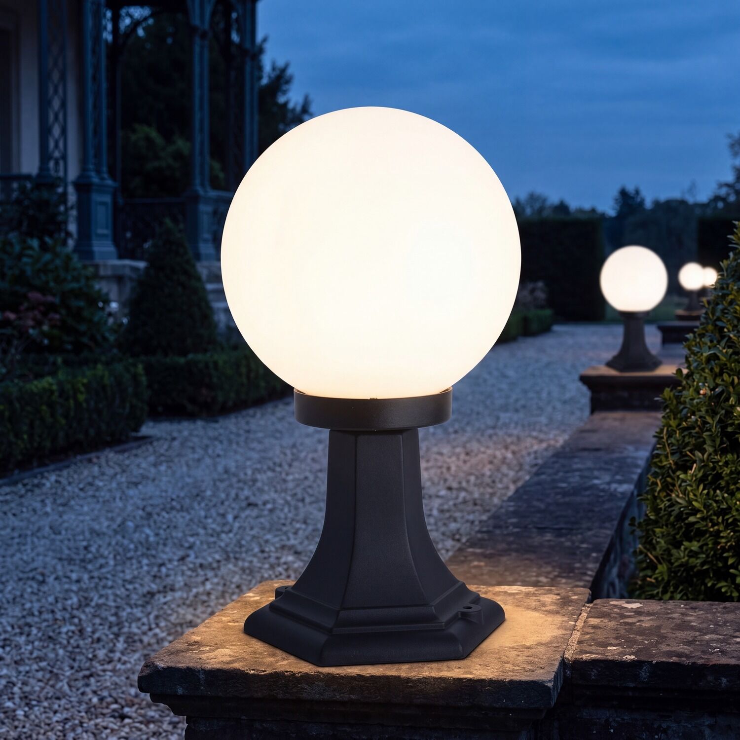 Lampe d'extérieur noir blanc Abat-jour sphérique 36cm E27