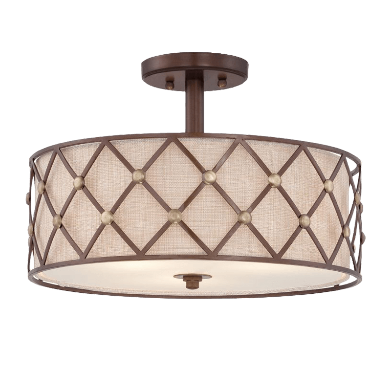 Deckenleuchte, Kreisform, Metallrahmen, Mesh-Design, Beige Lampenschirm