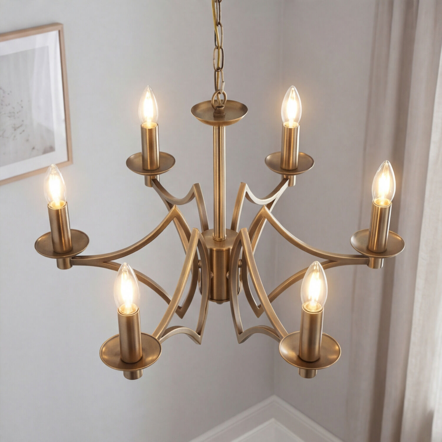 Chandelier, Goldfarben, Hängeleuchte, Kerzenhalter, Metall
