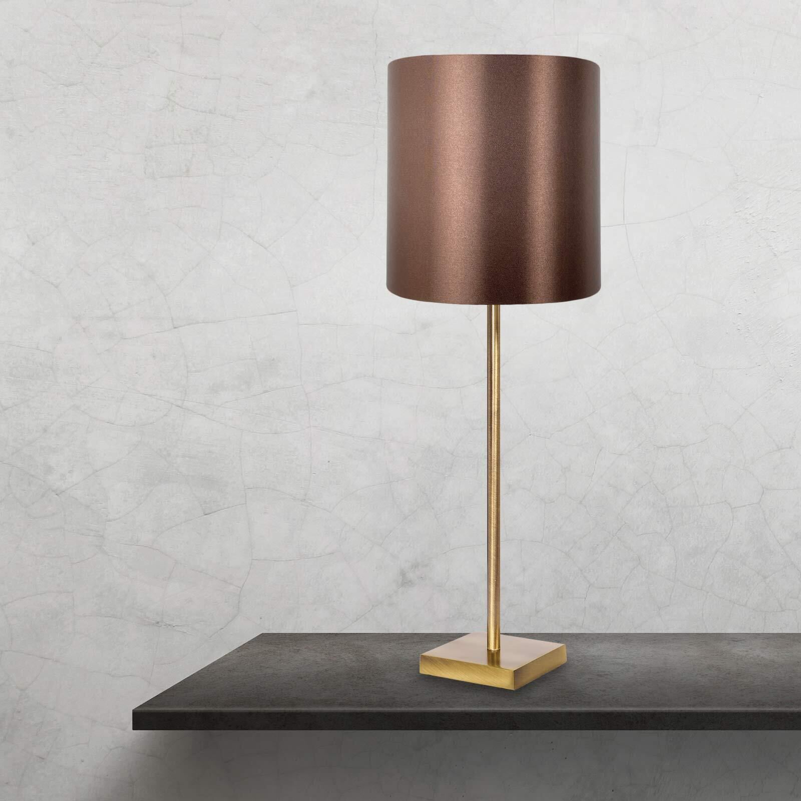 Lampe de table E27 68,5 cm laiton tissu en bronze clair brun