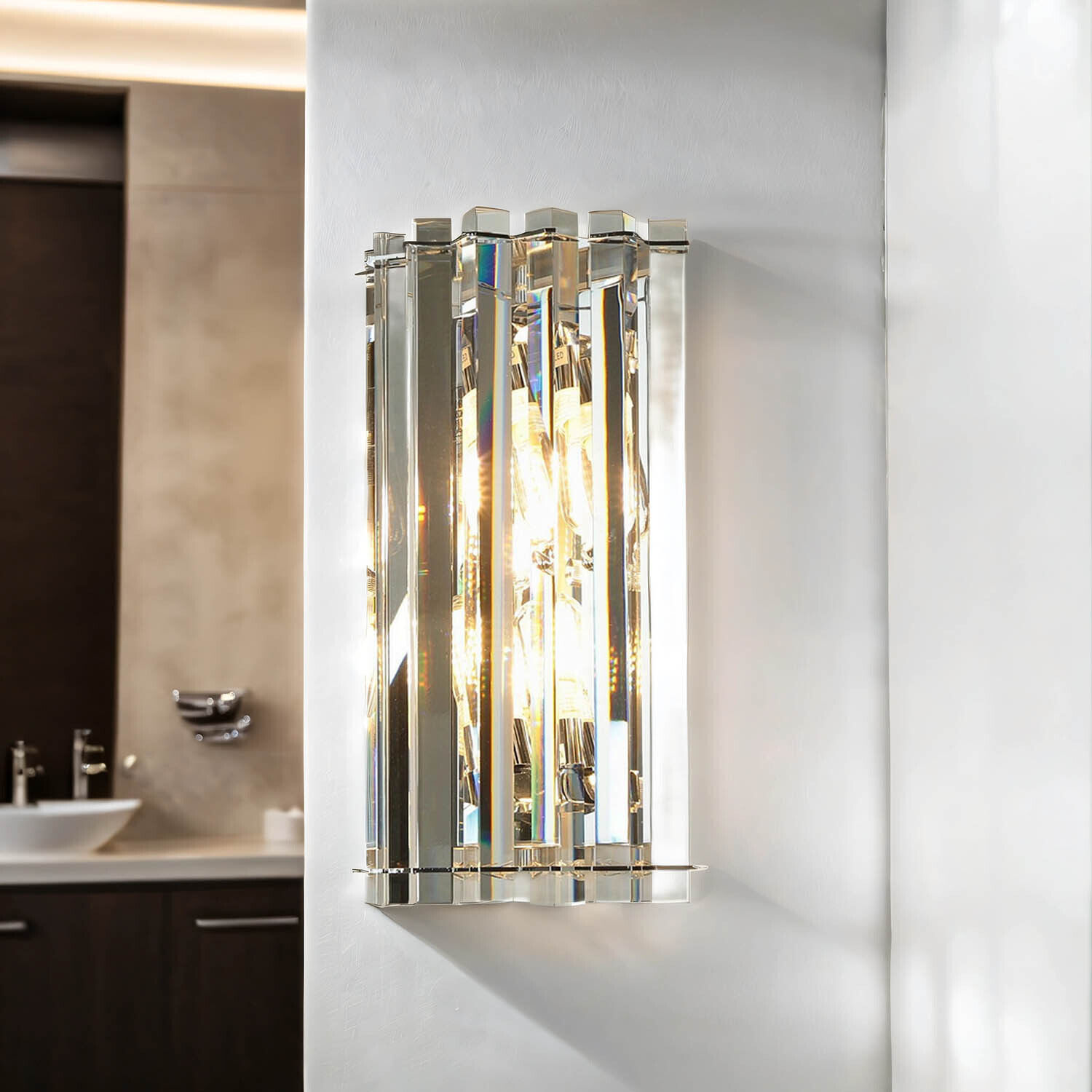 Lampe de salle de bain LED cristal verre IP44 design moderne