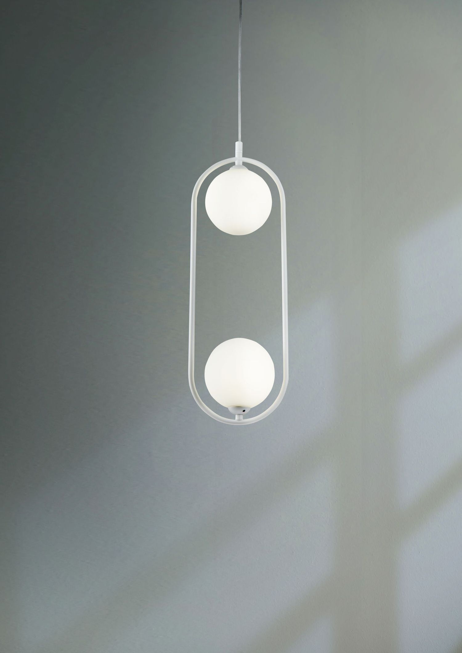 Suspension métal verre G9 H : max. 204 cm Blanc Moderne