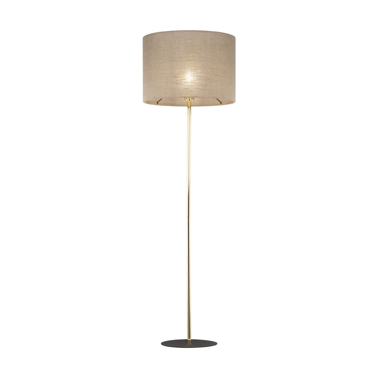 Lampadaire petit 160 cm métal tissu E27 en or brun