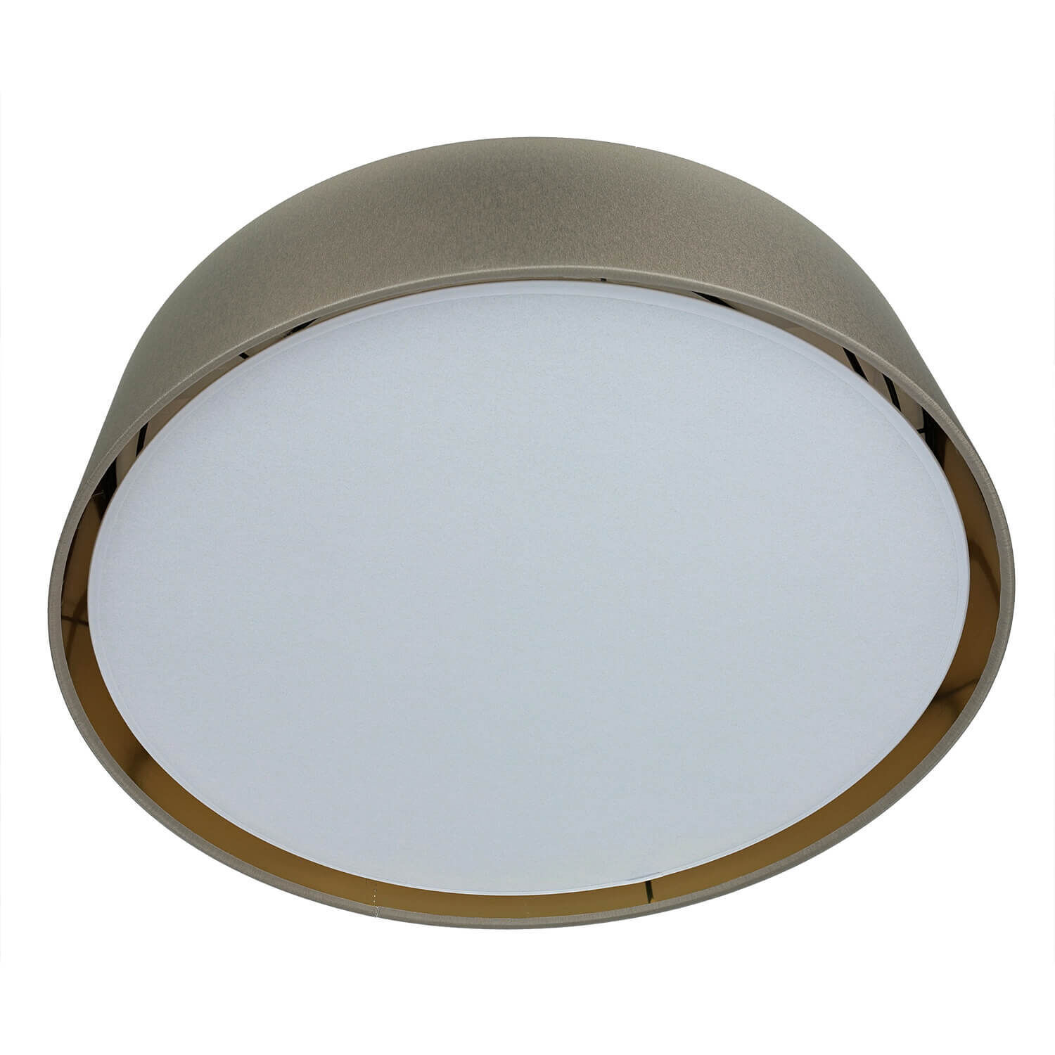 Plafonnier rond pour 4x E27 tissu en beige or