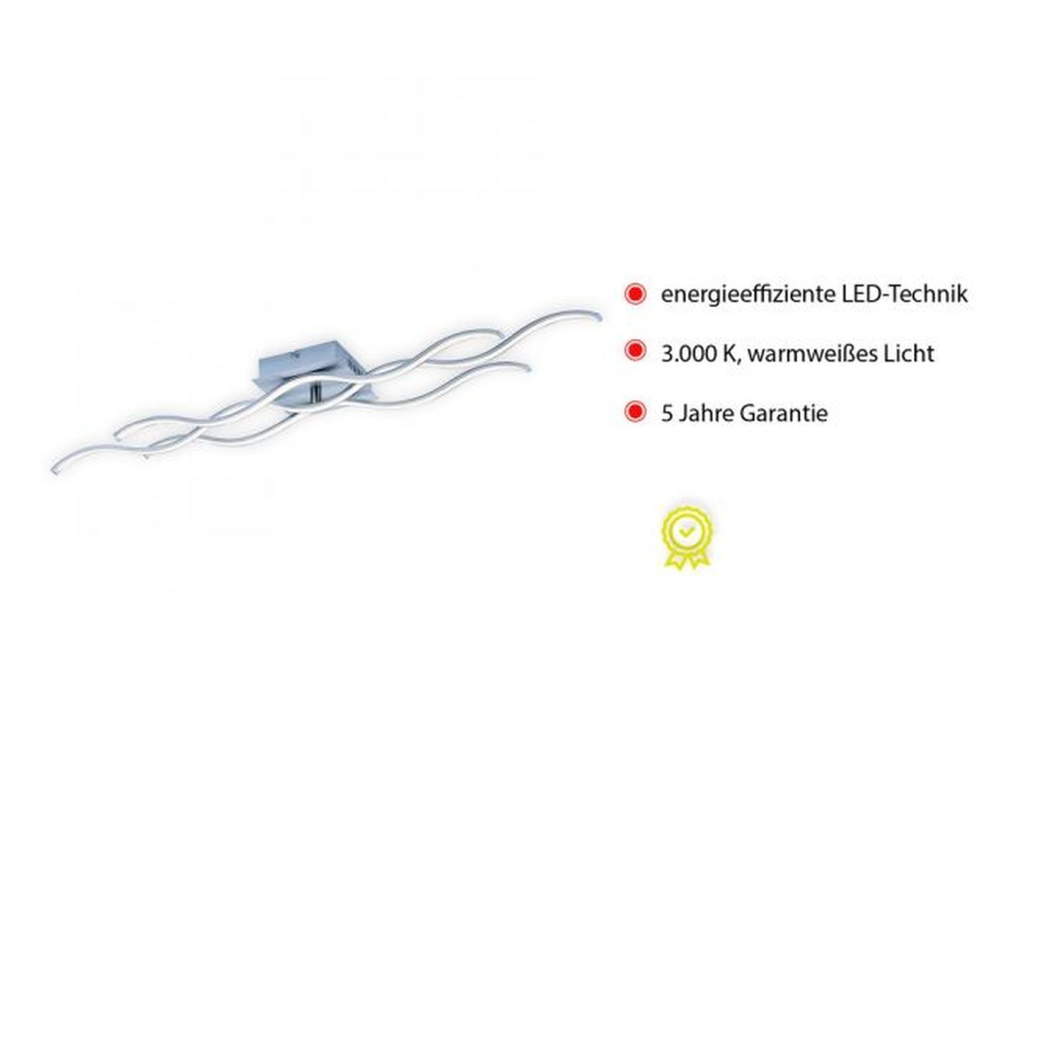 LED Deckenlampe Wellen Metall in Stahl 3000 K Modern