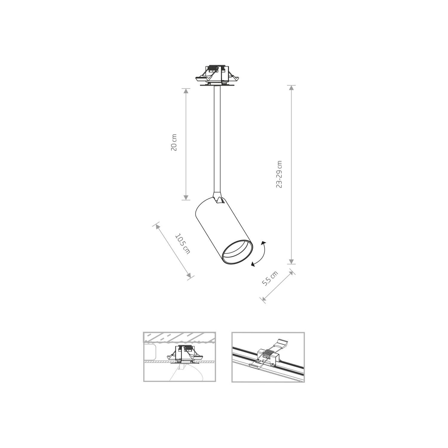 Spot Lampe plafond encastré réglable GU10 en noir laiton