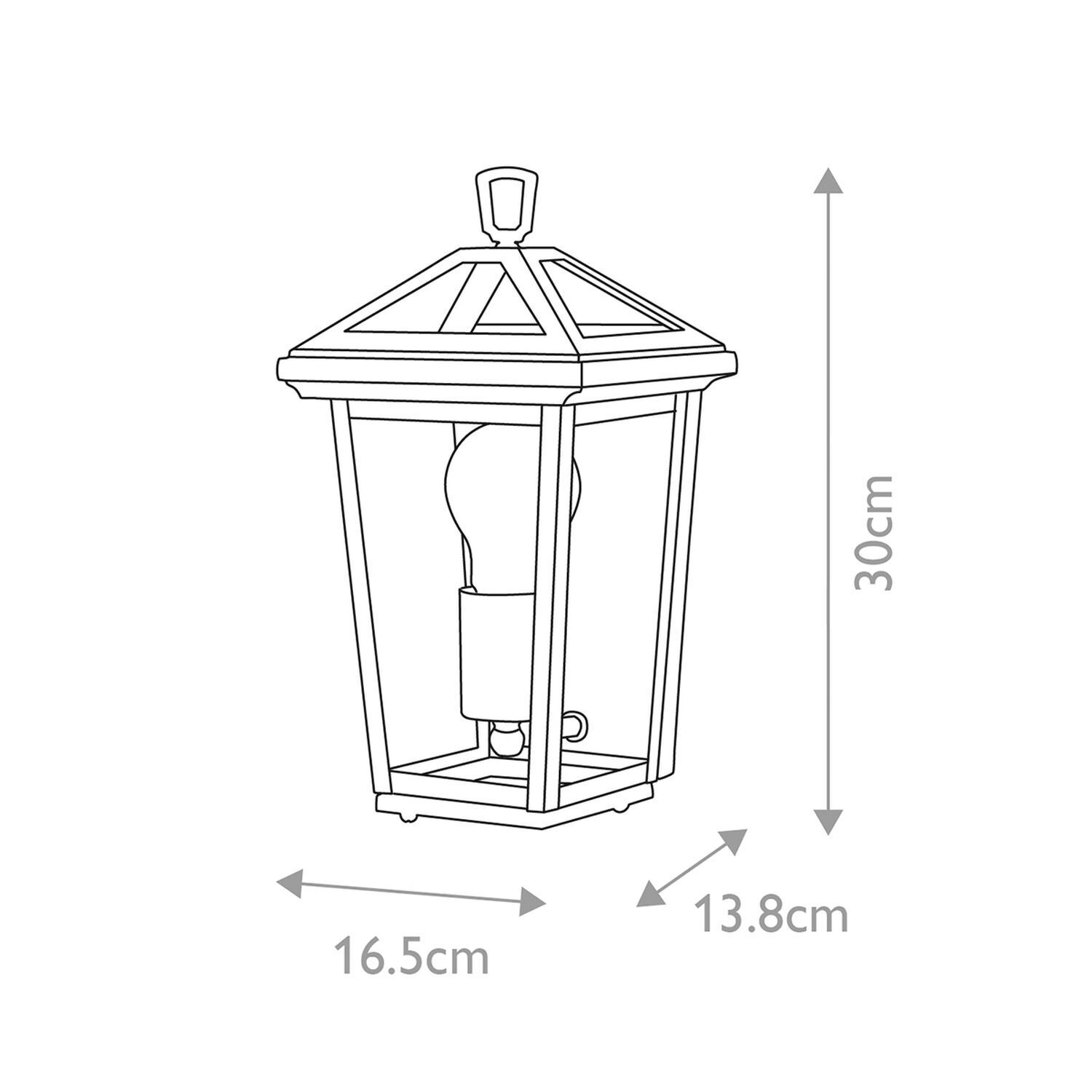 Applique extérieure aluminium verre H : 30 cm IP44 noir
