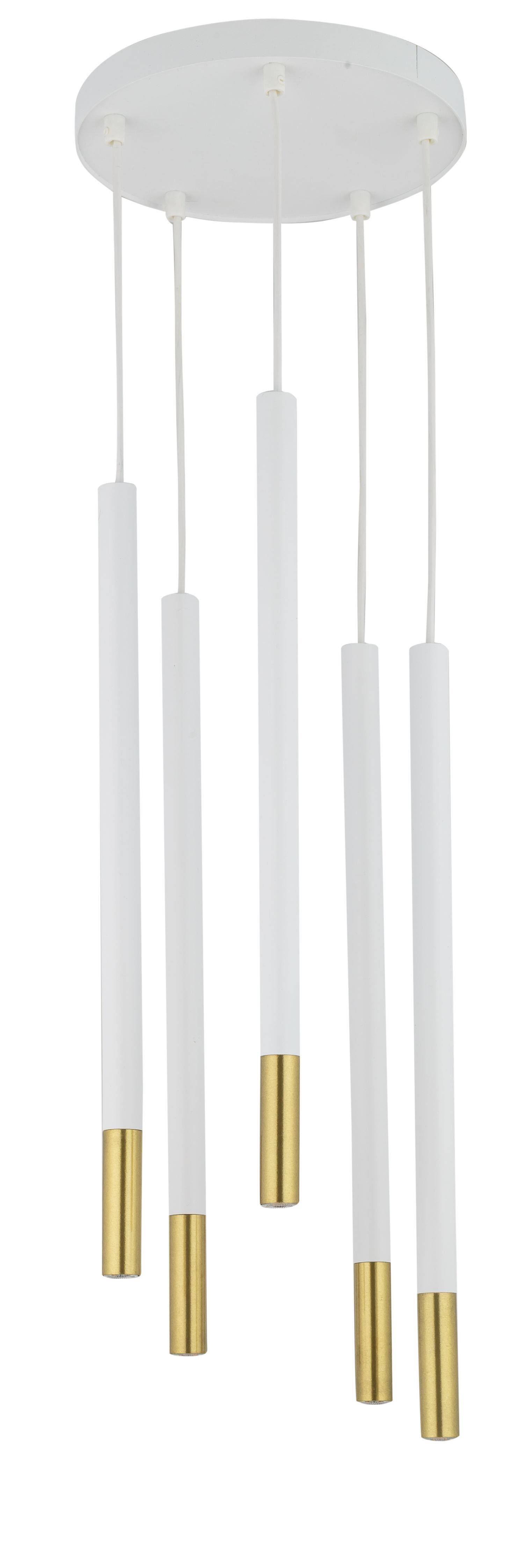 Lampe à suspendre blanche or accentué laiton G9 5-flmg stylée