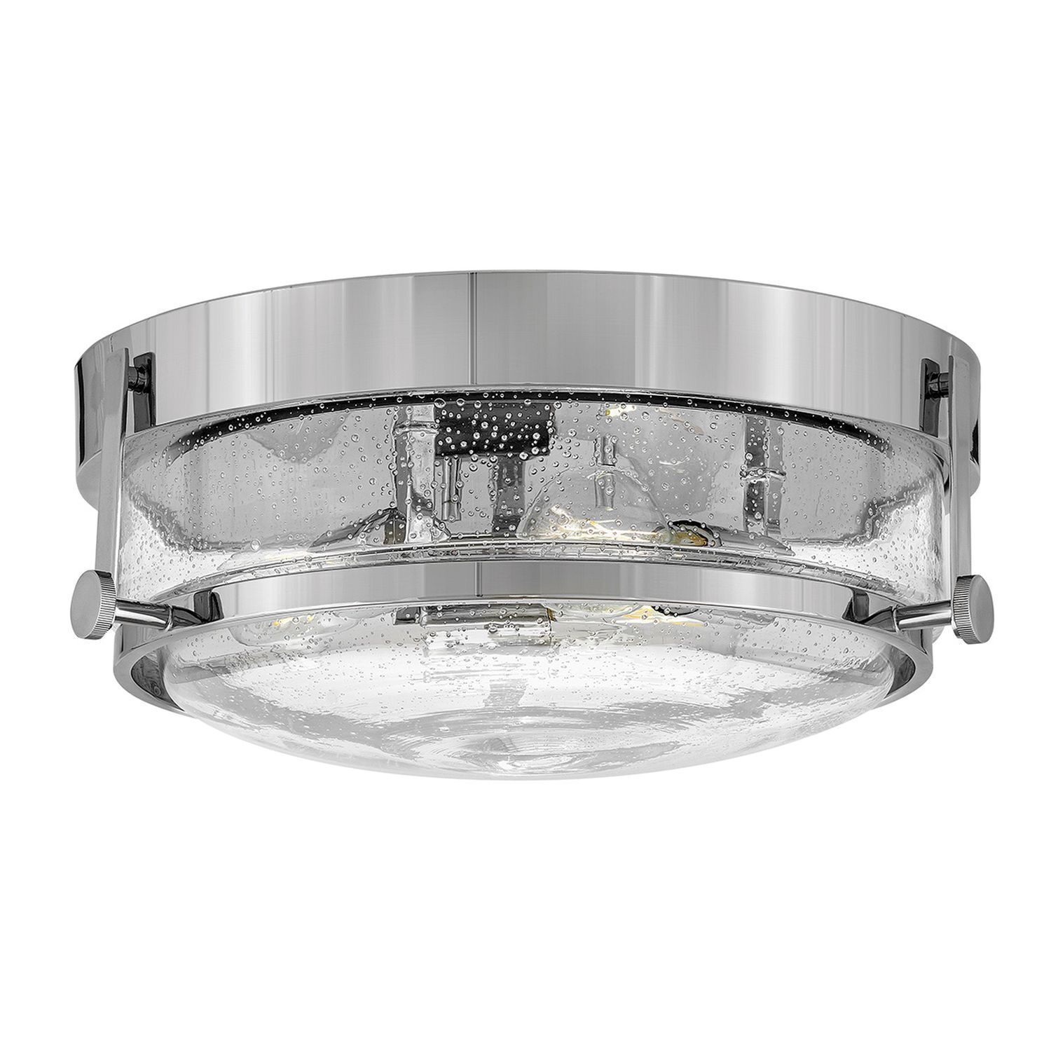 Plafonnier rond D : 40 cm Chrome en métal Verre 3x E27
