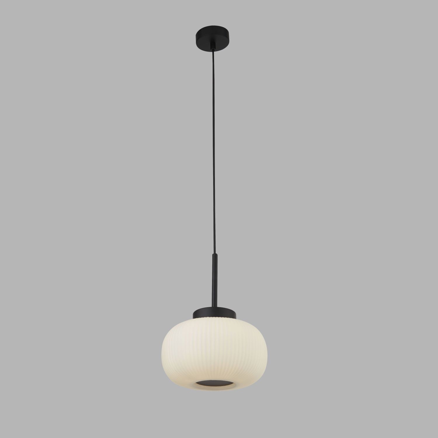 Lampe à suspendre verre métal Ø 24 cm étroit E27 noir blanc
