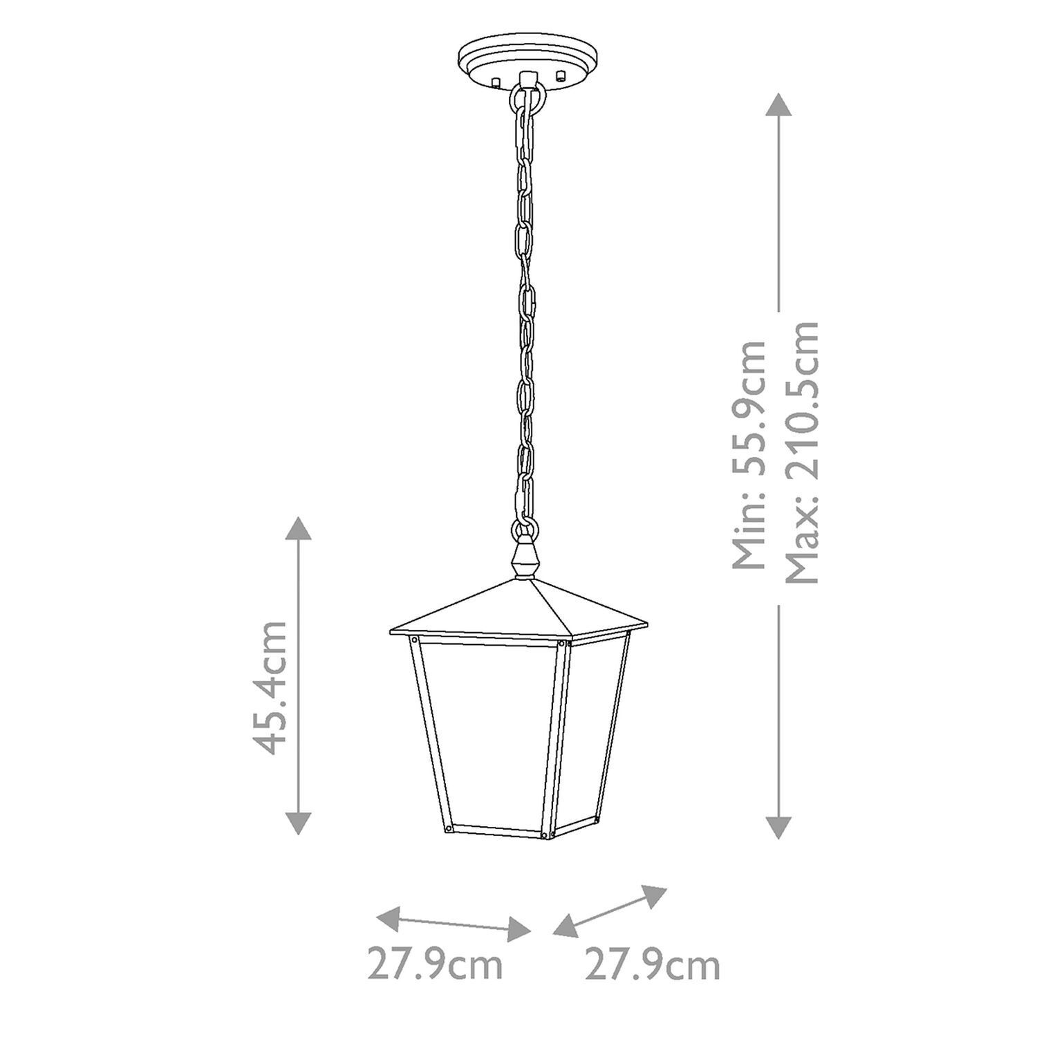 Lampe à suspendre extérieure 3x E14 IP44 27,9 cm de large Vintage Noir