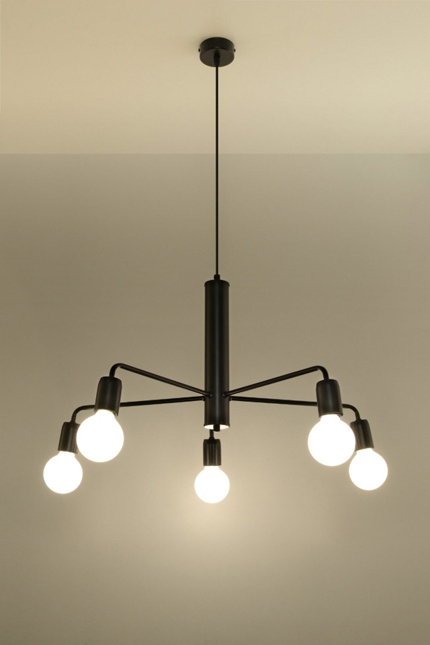 Lampe à suspendre noire Ø 60 cm Rétro 5 flammes E27