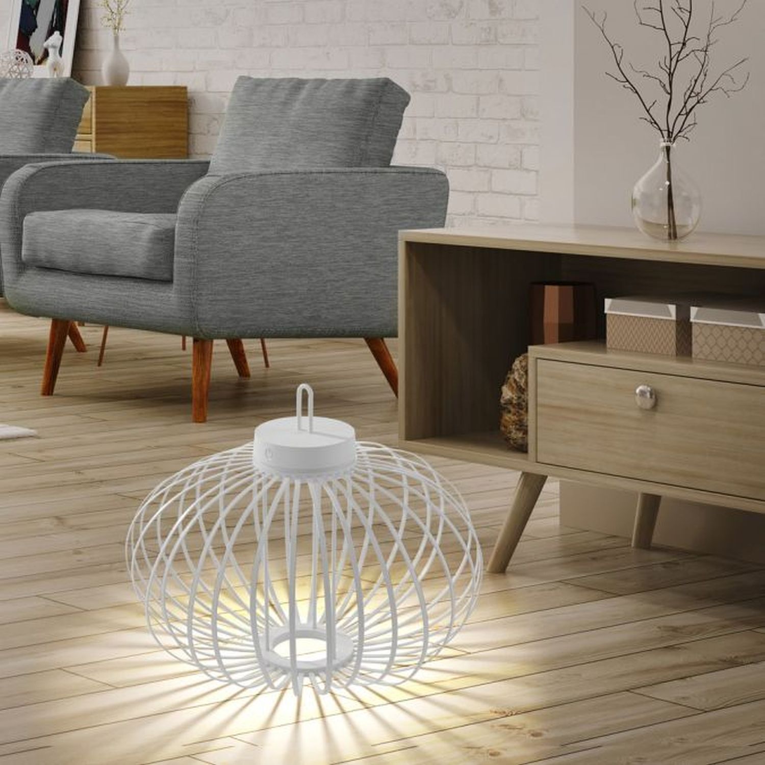 LED Akku Tischlampe IP44 Weiß dimmbar Touch 37 cm 2 W Fußboden, Lampe, Kaffeetisch, Mobiliar, Stuhl