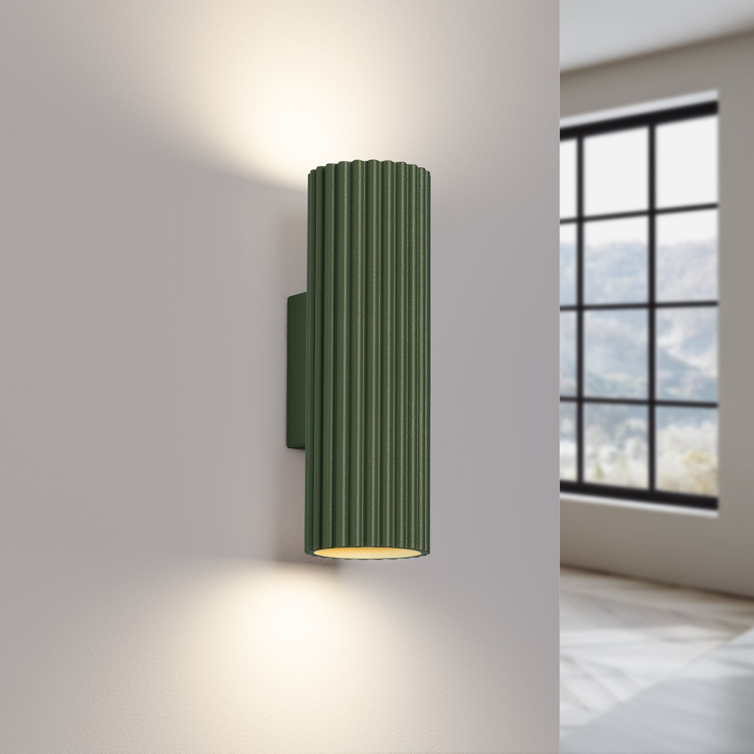 Applique intérieure petite H : 20 cm Vert GU10 2 flammes Up Down
