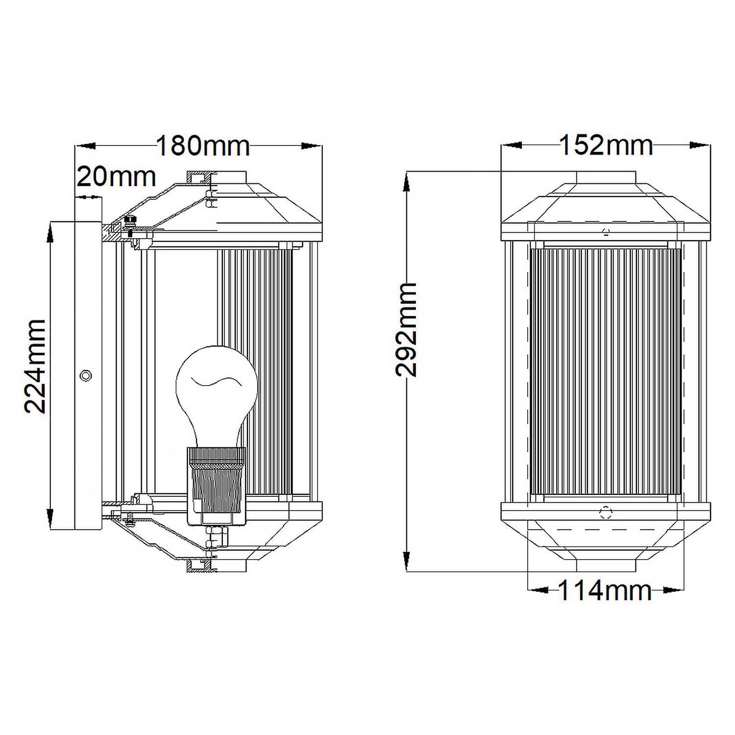 Lampe d'extérieur mur 29,2 cm de haut IP44 E27 petite entrée