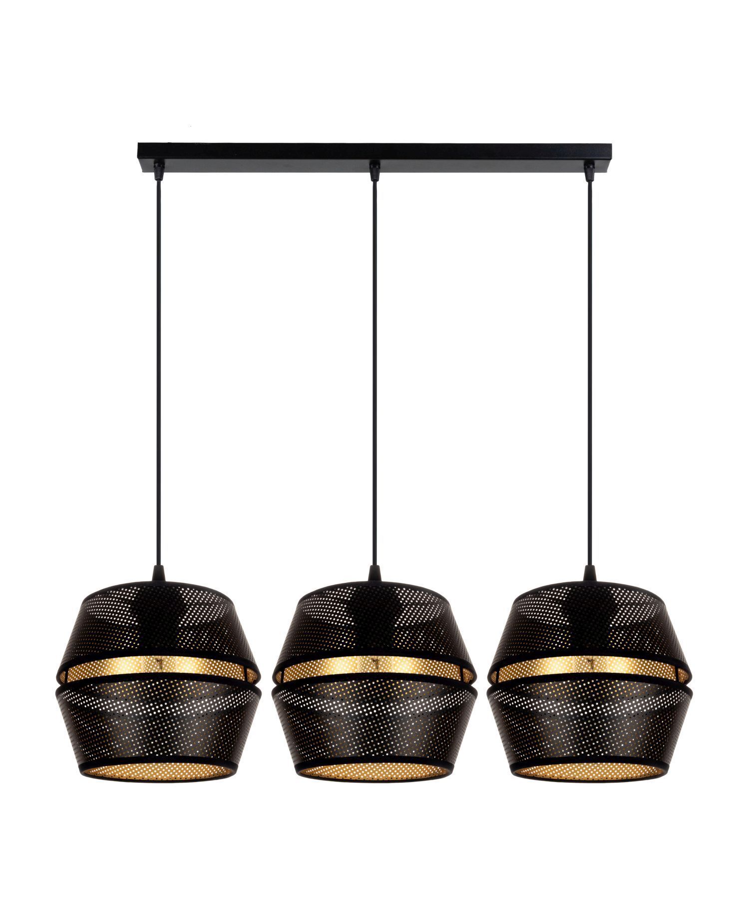 Lampe à suspendre métal noir or E27 70 cm long 3-flamme Lampe à suspendre métal noir or E27 70 cm long 3-flamme