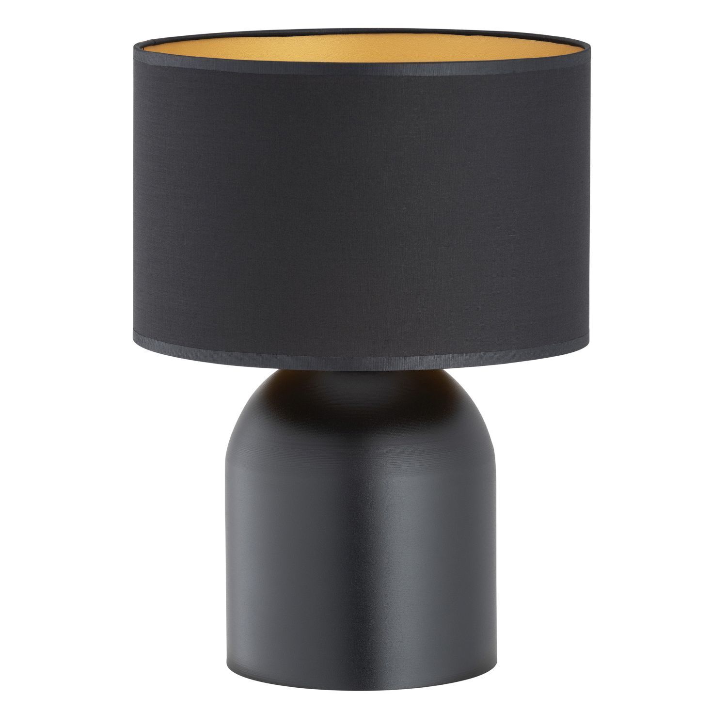 Lampe de table métal tissu 35 cm en noir or E27