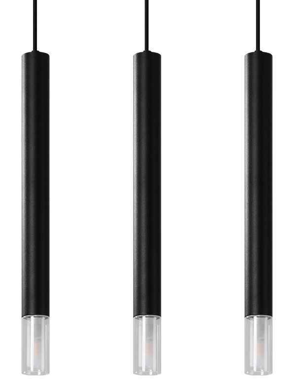 Lampe à suspendre noire métal verre 3 flammes G9 étroite