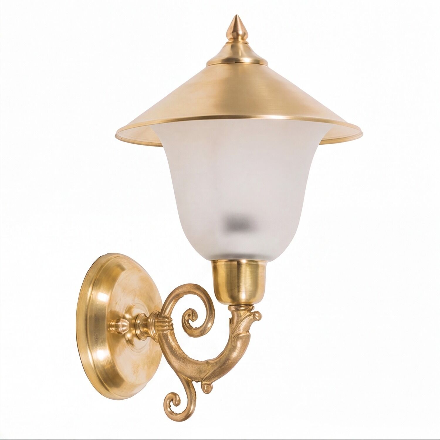 Wandleuchte, Außenlampe, Messing, GoldFinish, Glaslampe