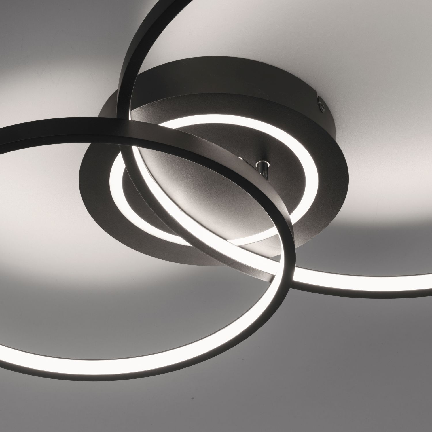 Plafonnier LED stylé Métal noir 3000 K anneaux