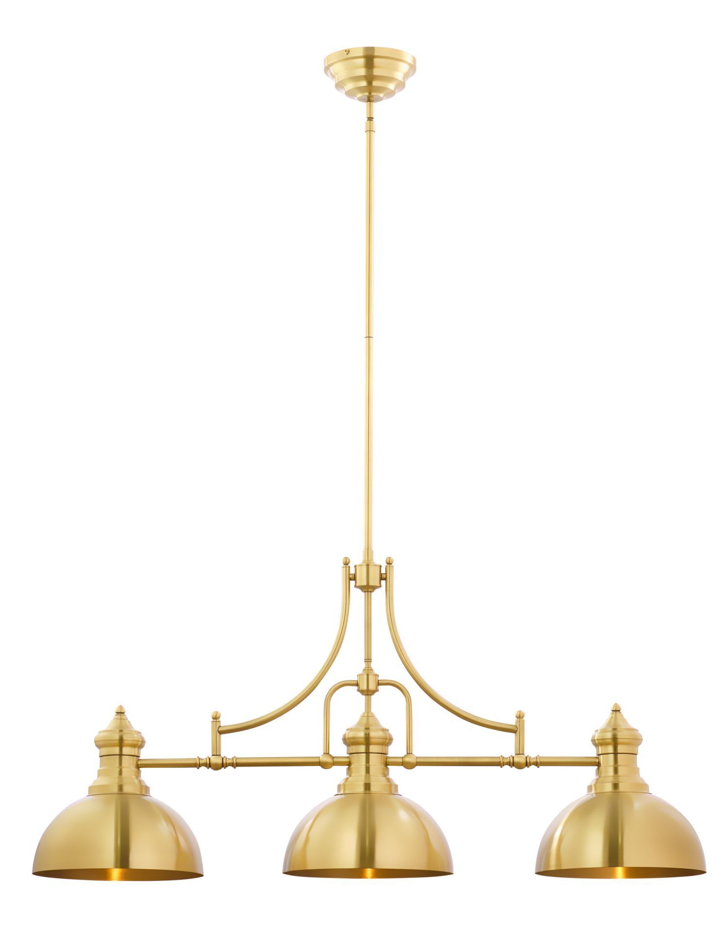 Plafonnier long métal E27 en cuivre 3-flmg 122,5 cm Plafonnier long métal E27 en cuivre 3-flmg 122,5 cm