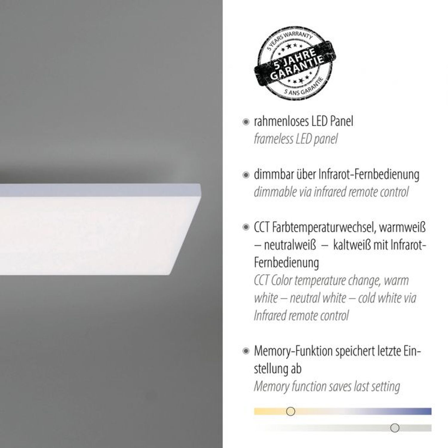 LED Deckenleuchte Fernbedienung 100 cm Memory dimmbar Deckenleuchte