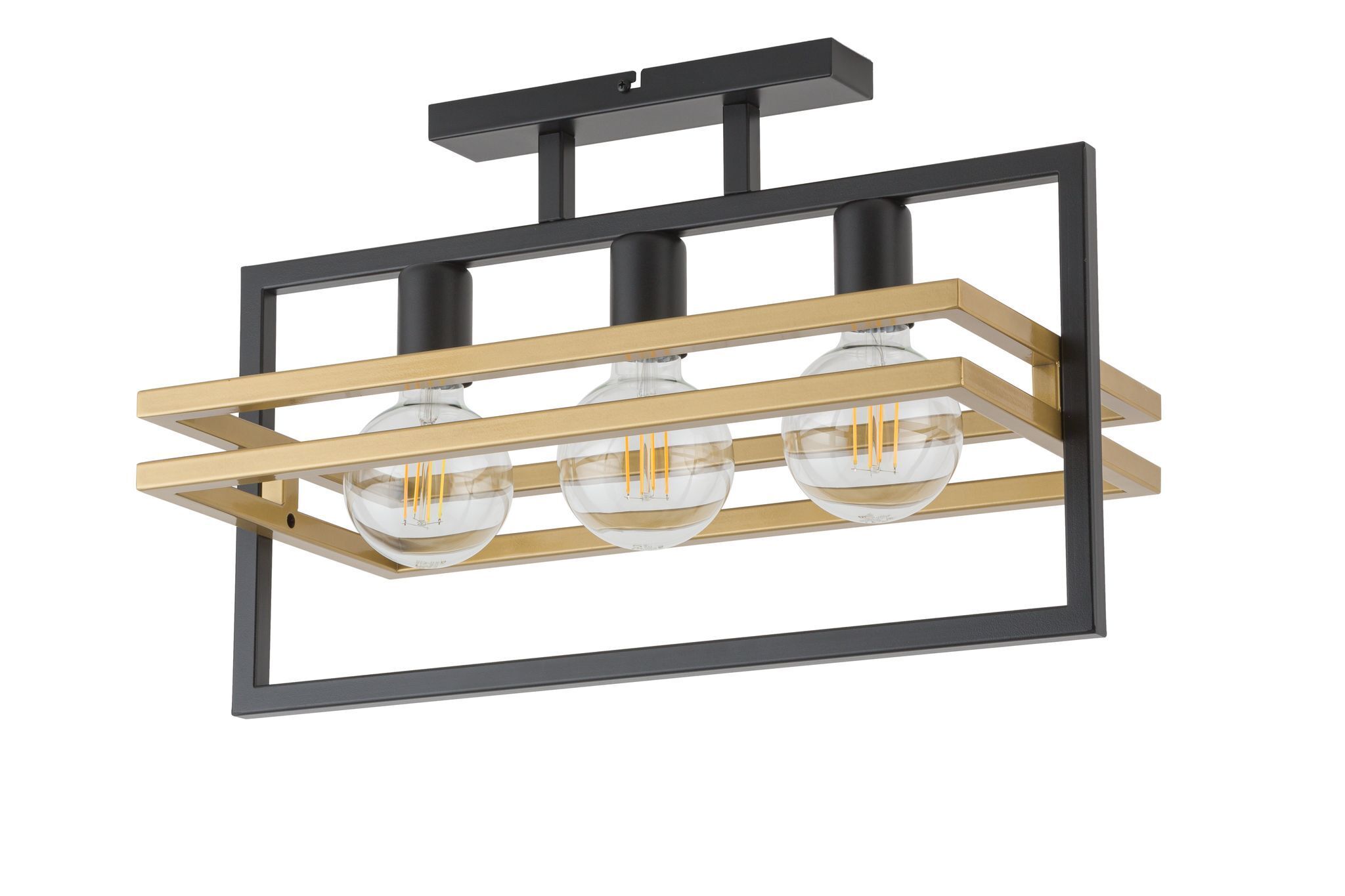 Plafonnier design 3 flammes E27 or noir